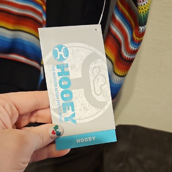 NWT Hooey Black Sweatshirt with Colorful Stripes - Picture 2 of 7